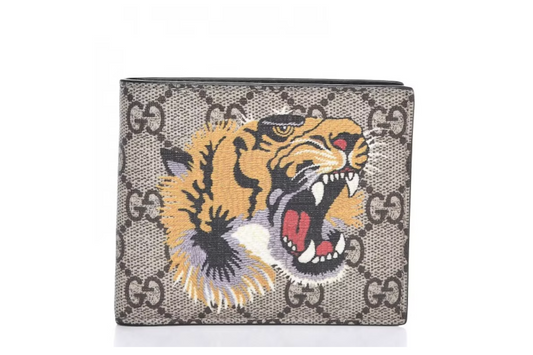 Gucci Bifold Wallet GG Supreme Tiger Beige