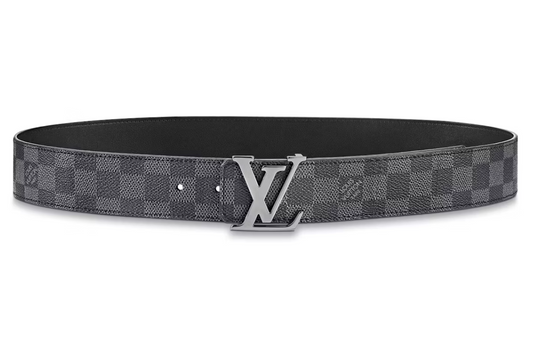 Louis Vuitton LV Initiales Silver Buckle Reversible Belt Damier Graphite 40mm Black Lining