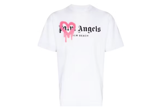 Palm Angels Palm Beach Heart Sprayed Logo T-Shirt White