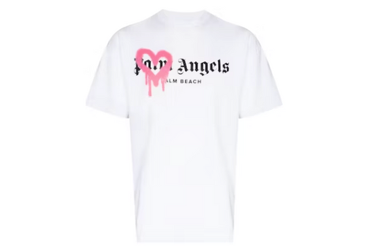 Palm Angels Palm Beach Heart Sprayed Logo T-Shirt White