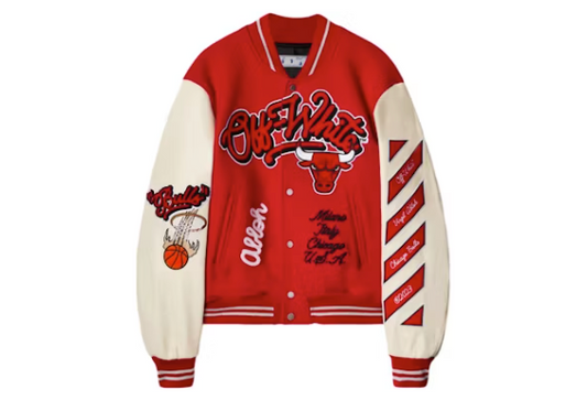 OFF-WHITE C/O Chicago Bulls Varsity Jacket Red/Cream