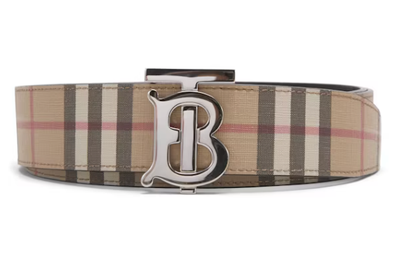 Burberry Reversible Monogram Motif Vintage Check Belt 1.4 Width Archive Beige