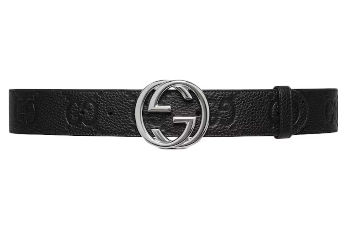 Gucci Wide Interlocking G Buckle Belt Black